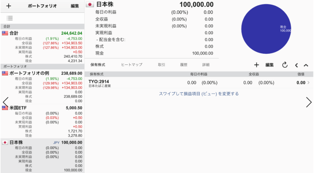 日本株フォルダなどを追加した図